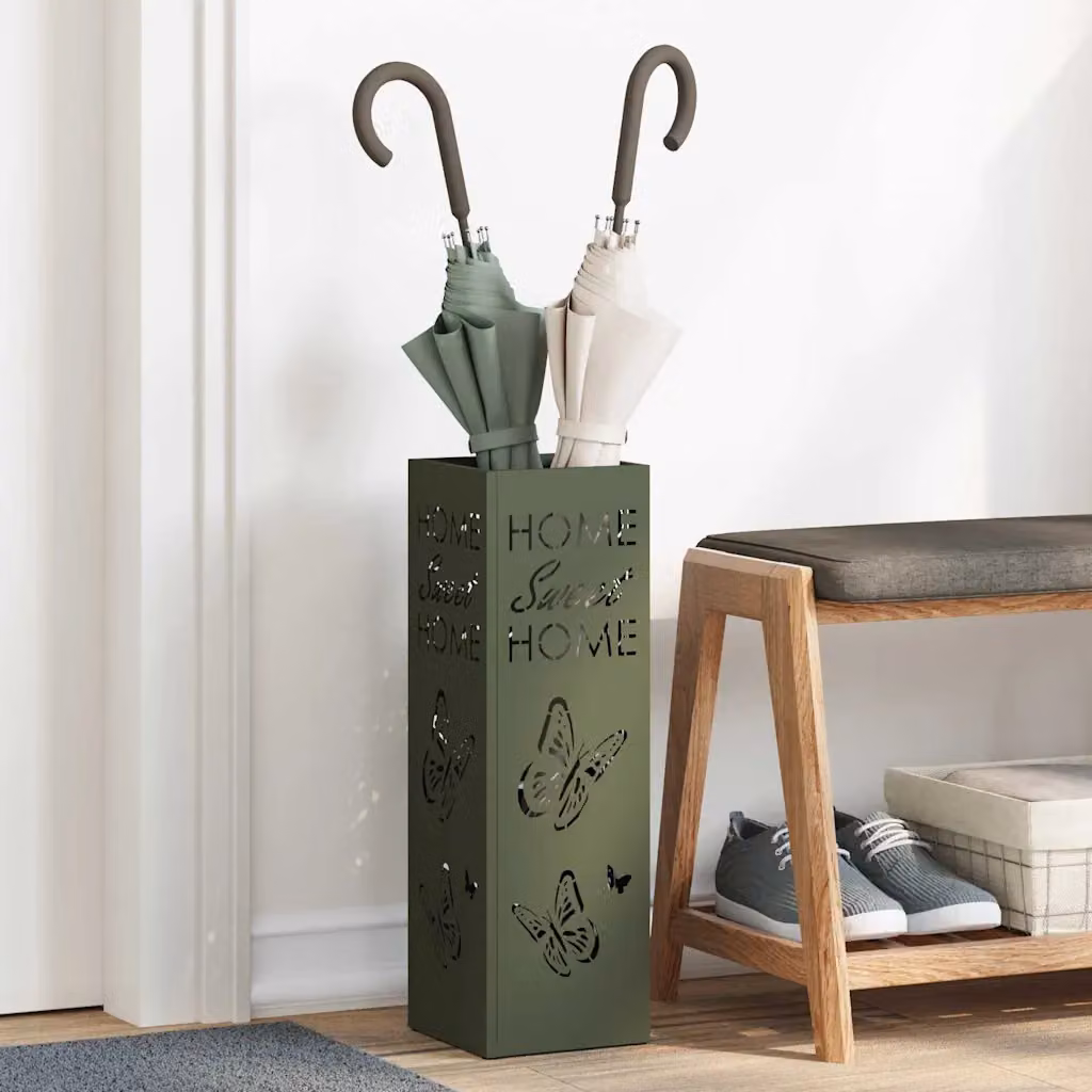 Stand per ombrelli da pioggia vidaXL in metallo verde L/P/H: 15,5 x 15,5 x 49 cm