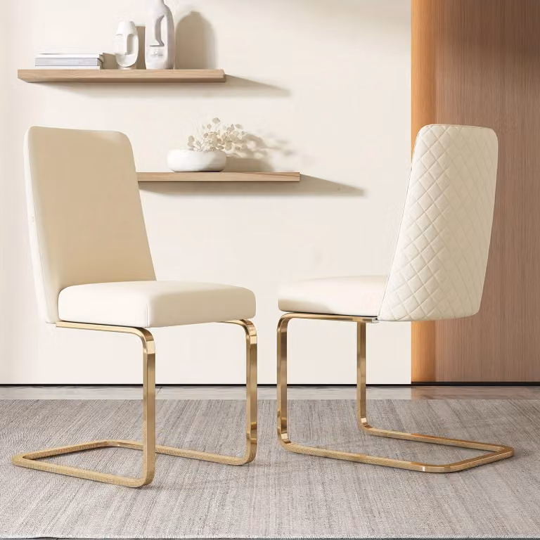 Sedia da pranzo - Sedia a conchiglia - Sedia da soggiorno - Poltrona - Sedia - Rivestimento - Gambe in metallo dorato