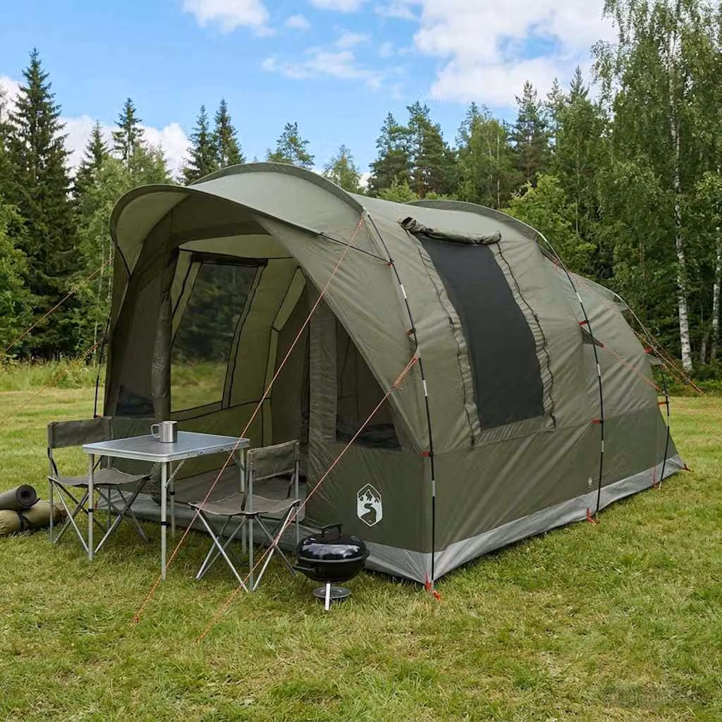 Tenda a cupola vidaXL per 3 persone, Verde, Poliestere e Acciaio, L 260 x P 200 x H 400 cm
