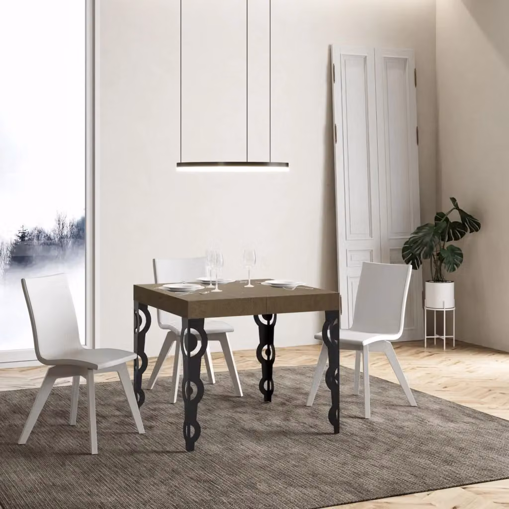 Tavolo allungabile moderno Itamoby beige e antracite L/P: 90 x 90 cm, estensibile fino a 246 cm – 2
