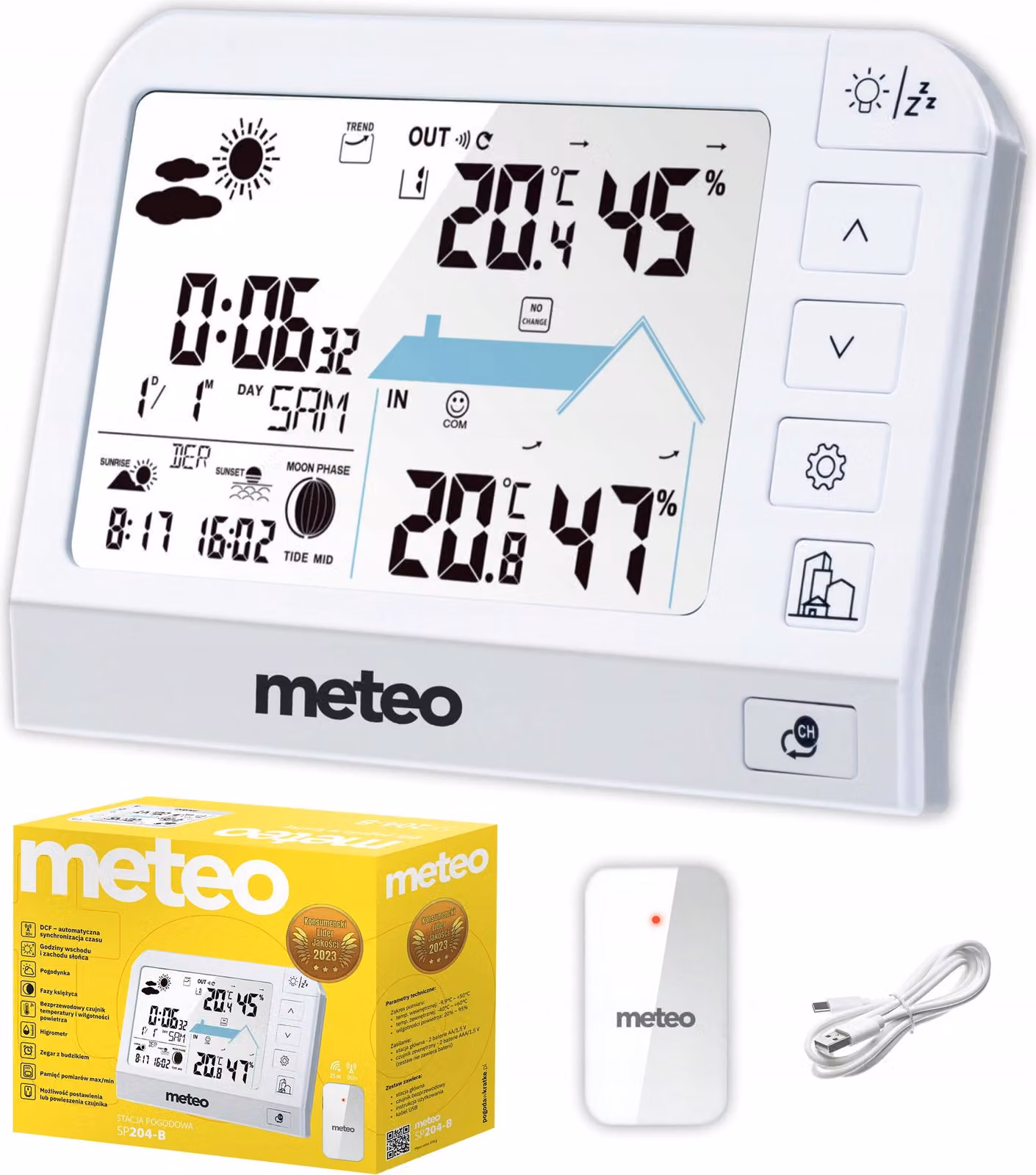 Stazione Meteorologica Meteo Sp204 Stazione Meteorologica Igrometro Sensore Esterno Dcf