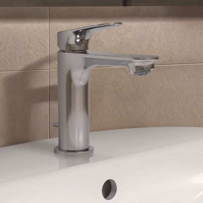 Miscelatore monocomando per lavabo Ideal Standard Ceralife, modello H100, con sistema di scarico a tirante e tecnologia BlueStart
