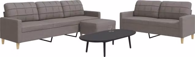 Set di Divani 3 pz con Poggiapiedi Tortora in Tessuto 3278334