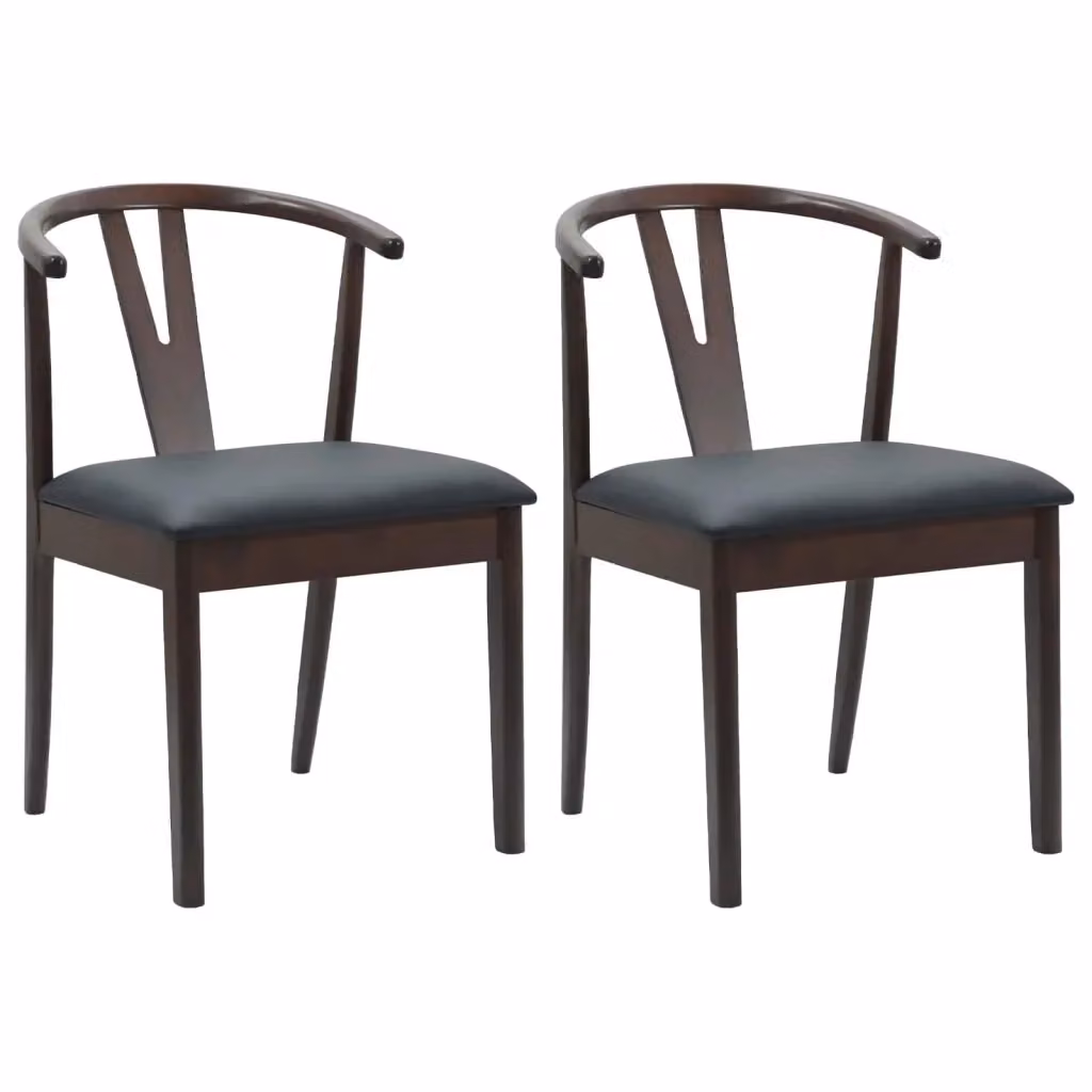 Set di 2 sedie da pranzo vidaXL in legno di gomma marrone e nero L 50,5 x P 61 x H 80,5 cm – 2