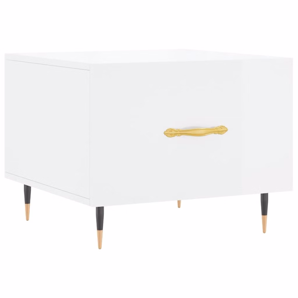 Tavolino da Salotto Bianco Lucido 50x50x40 cm Legno Multistrato