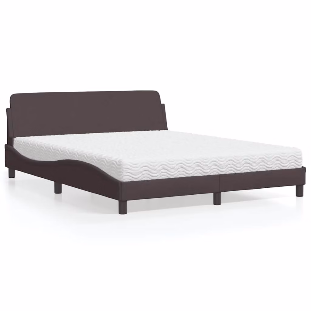 Letto con Materasso Dover vidaXL in Tessuto Marrone e Bianco L/P/H: 200 x 160 x 218 cm – 1