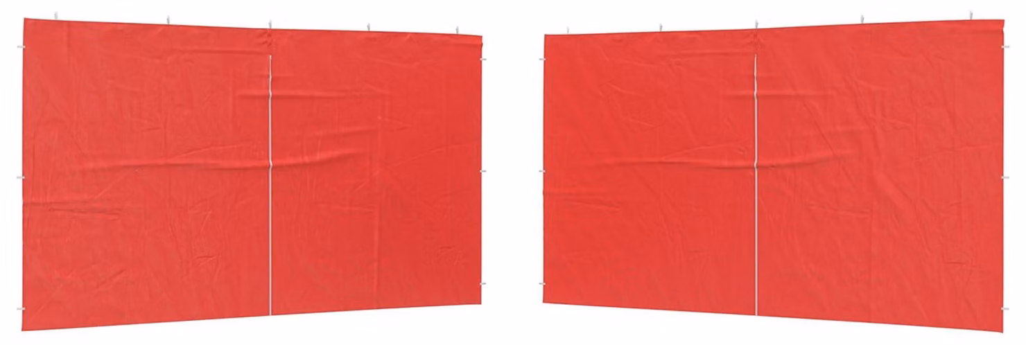 Parete per tenda da festa 2 pcs Rosso 400 x 195 cm PE e Acciaio