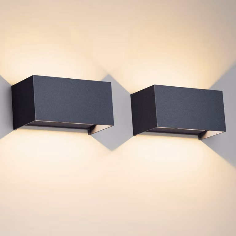 Lampade da parete, set da 2, 24 W, LED, grado di protezione IP65, colore antracite, temperatura di colore 4000 K