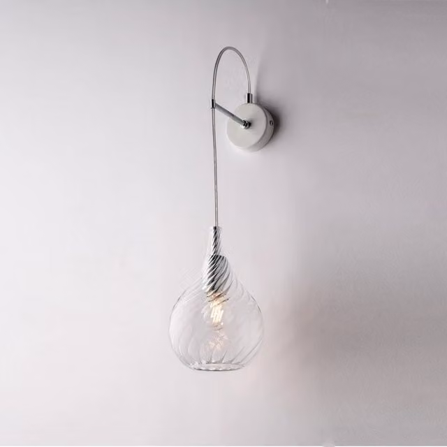 Applique Moderna Pluvia Bonetti Illumina in Metallo Cromato e Vetro Trasparente con Attacco E14