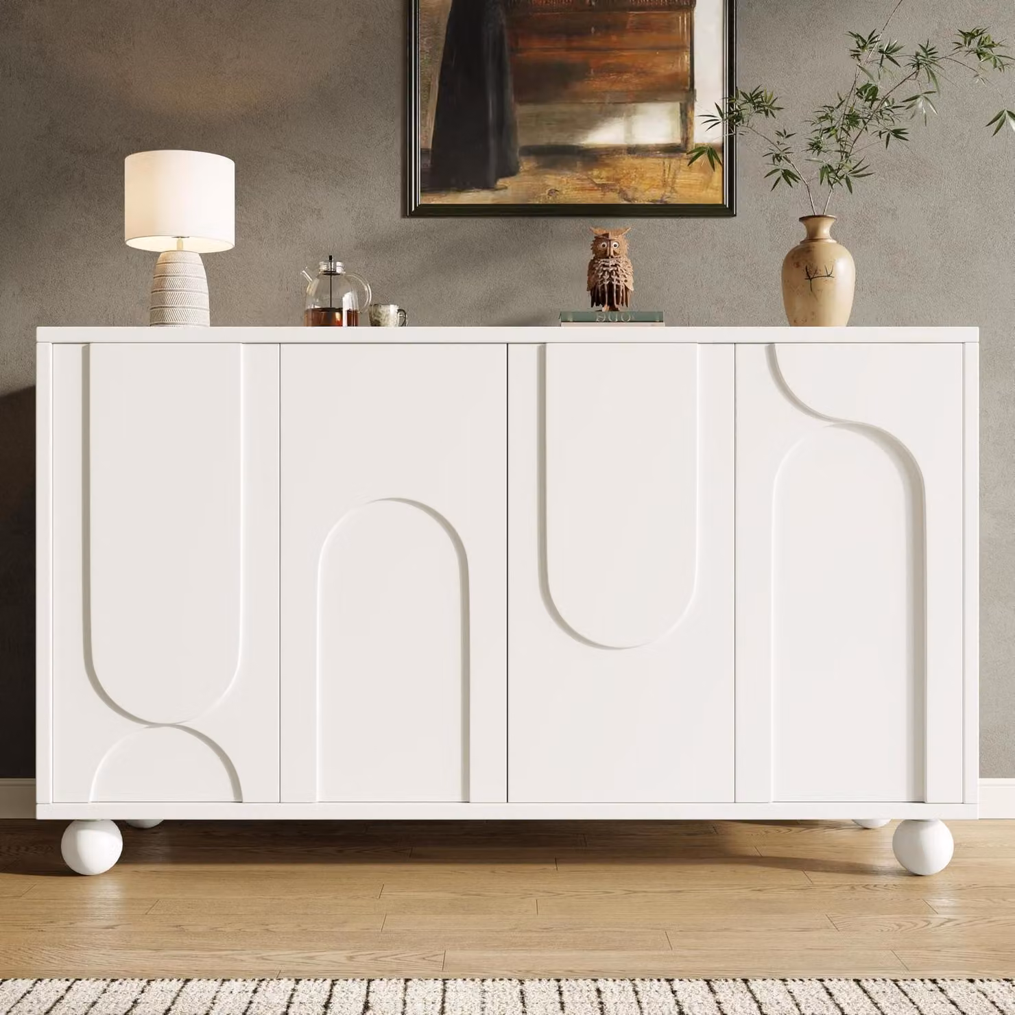Mobile contenitore a buffet, dimensioni 120x35x71 cm, colore bianco
