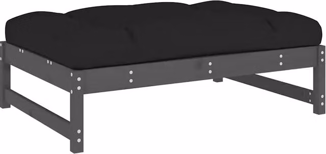 Poggiapiedi da Giardino in Legno di Pino Grigio con Cuscini Design In L/P: 120 x 80 cm – 1
