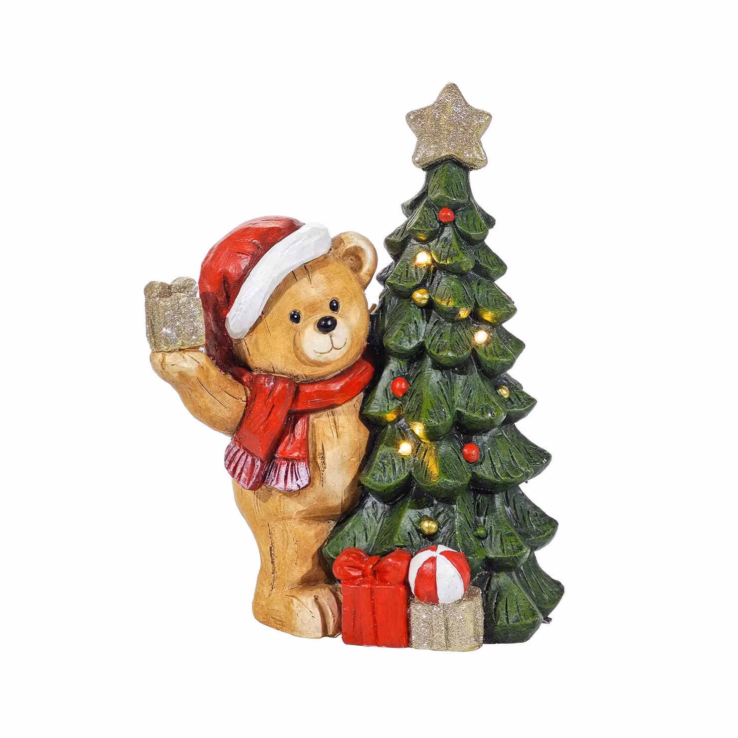Orso Natalizio Luminoso con Albero LED Bianco Caldo VESTIAMO CASA Altezza: 40,5 cm – 1