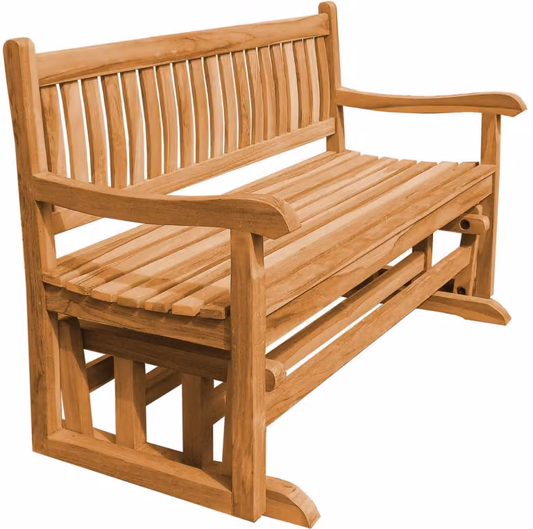 Panca a dondolo in teak Roma 150cm in legno massiccio resistente alle intemperie + cuscino di seduta rosso