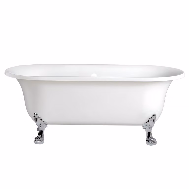 Vasca da Bagno Centro Stanza in Acrilico 1730 x 780mm con Piedini a Zampa di Leone Cromati - Richmond