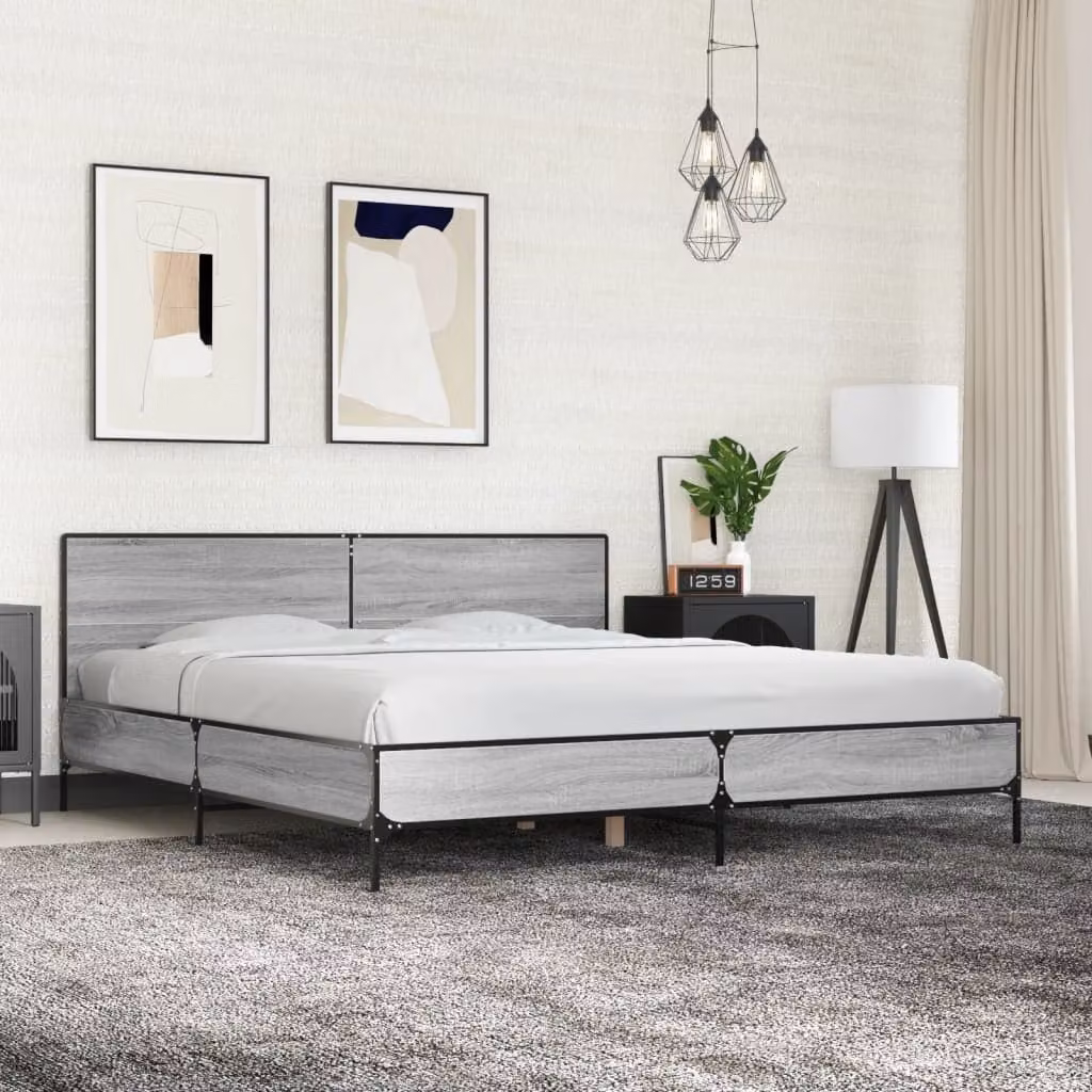 Giroletto vidaXL Grigio Sonoma in Legno e Metallo 200x200 cm