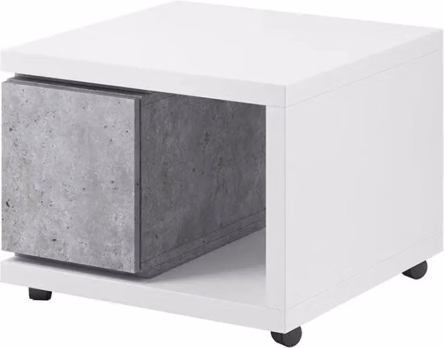 Tavolino con cassetto collezione BERGAMO. 70x70cm. Colori bianco e grigio.