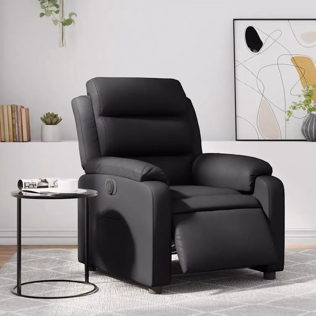 Poltrona Relax Reclinabile Elettrica Nera in Similpelle con Braccioli e Design Moderno – 2
