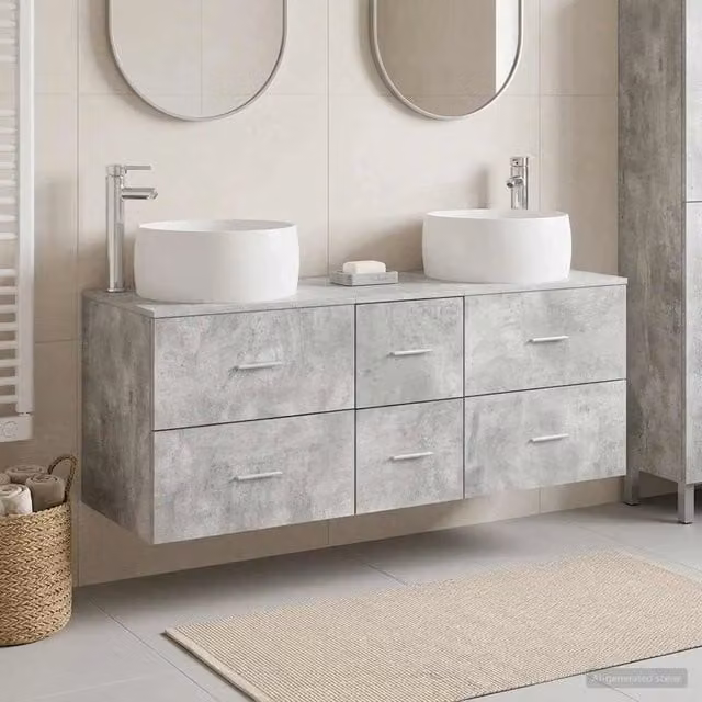 Set di mobili per il bagno 3 pz Grigio Cemento 3405934