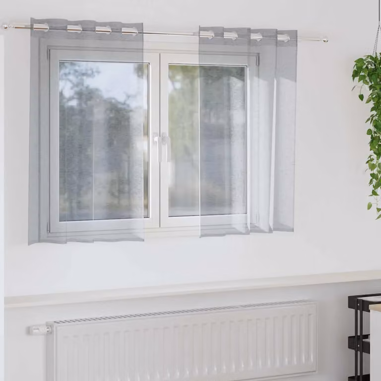 Set di 2 tende velate vidaXL in poliestere grigio, L 140 cm x H 140 cm