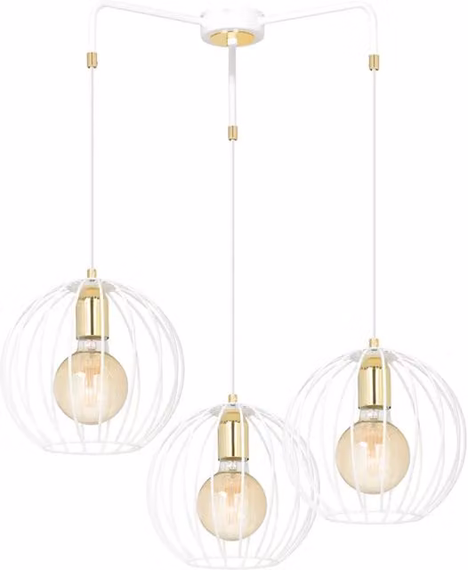 Lampadario da soffitto moderno Omoikane Luceart-Classic in metallo bianco e oro con 3 luci E27 IP20