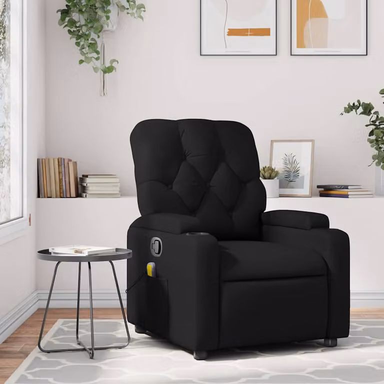 vidaXL Poltrona reclinabile relax in similpelle nera con braccioli