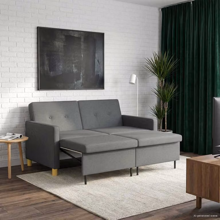 vidaXL Divano Letto Estraibile Moderno in Tessuto Grigio per Soggiorno e Camera da Letto