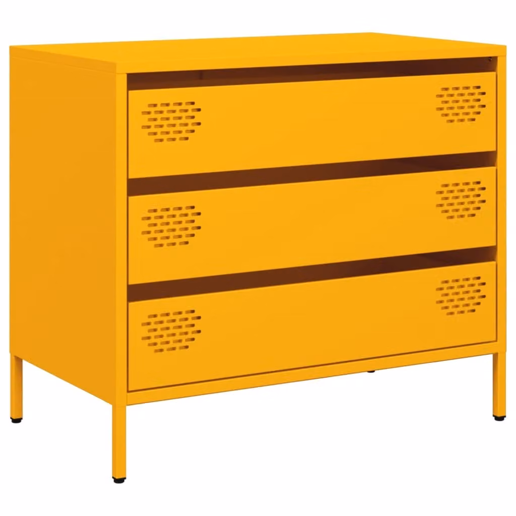 Credenza Giallo Senape 68x39x58,5 cm Acciaio Laminato a Freddo