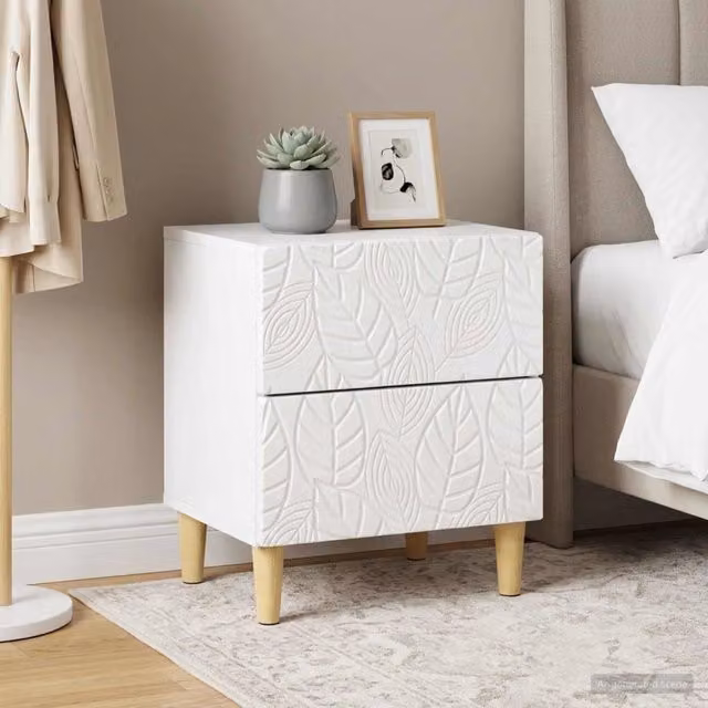 Set di 2 comodini moderni vidaXL in legno MDF bianco lucido L: 43 cm, P: 34,5 cm, H: 48 cm – 1