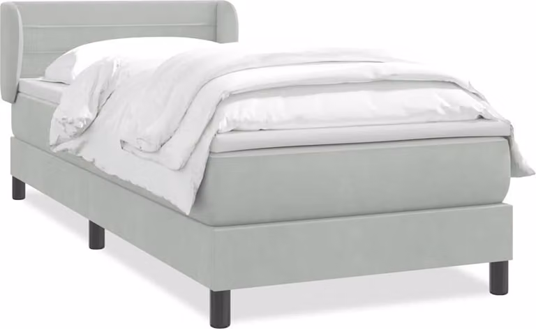 Giroletto a Molle con Materasso Grigio Chiaro 80x220 cm Velluto