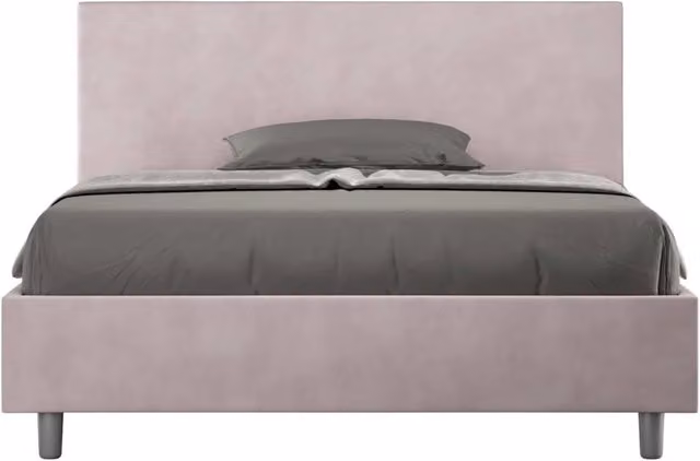 Letto queen size senza rete imbottito 150x200 microfibra glicine Adele