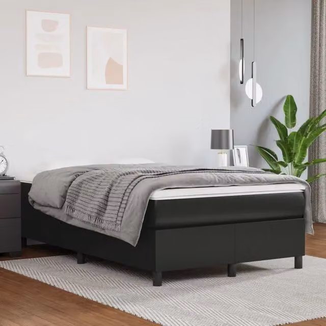 Letto a molle con materasso vidaXL in similpelle nero e bianco L/P/H: 200 x 120 x 35 cm