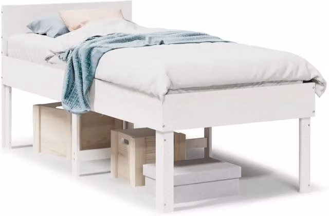 Letto singolo | Letto per adulti | Letto senza Materasso Bianco 90x190 cm in Legno Massello Pino
