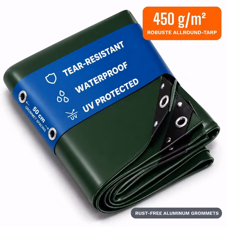 NEMAXX® telone 450 g/m² 7×5 m verde occhielli alu impermeabile anti-UV