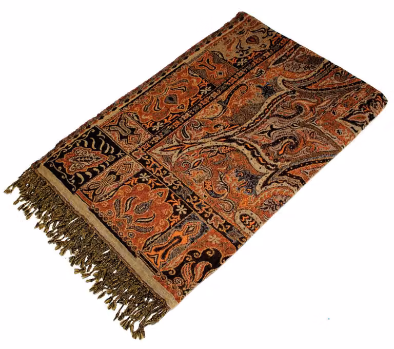 Tessuto jacquard in cotone e Lana, motivo paisley, 140x200 cm