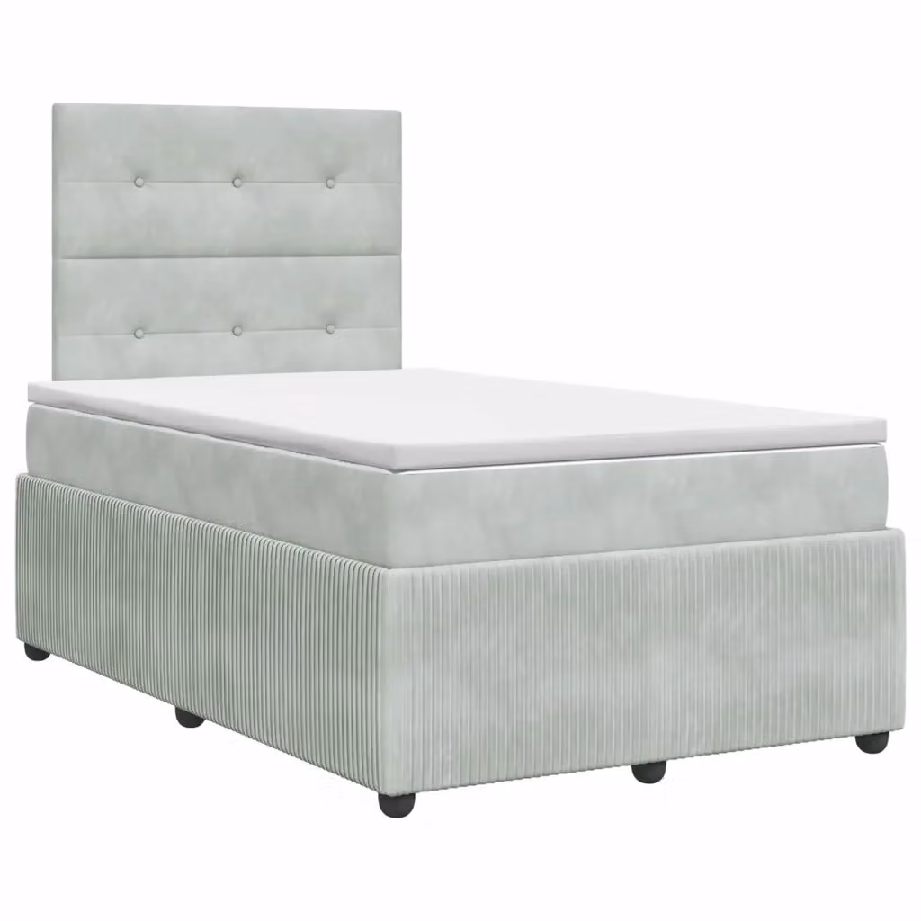 Letto box spring con materasso ibrido vidaXL in tessuto grigio e bianco L/P: 120 x 200 cm – 2
