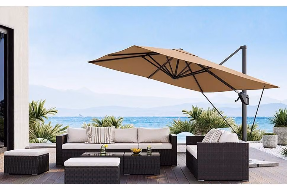 Ombrellone – Ombrellone girevole a 360° per giardino o balcone, con protezione UV 50+