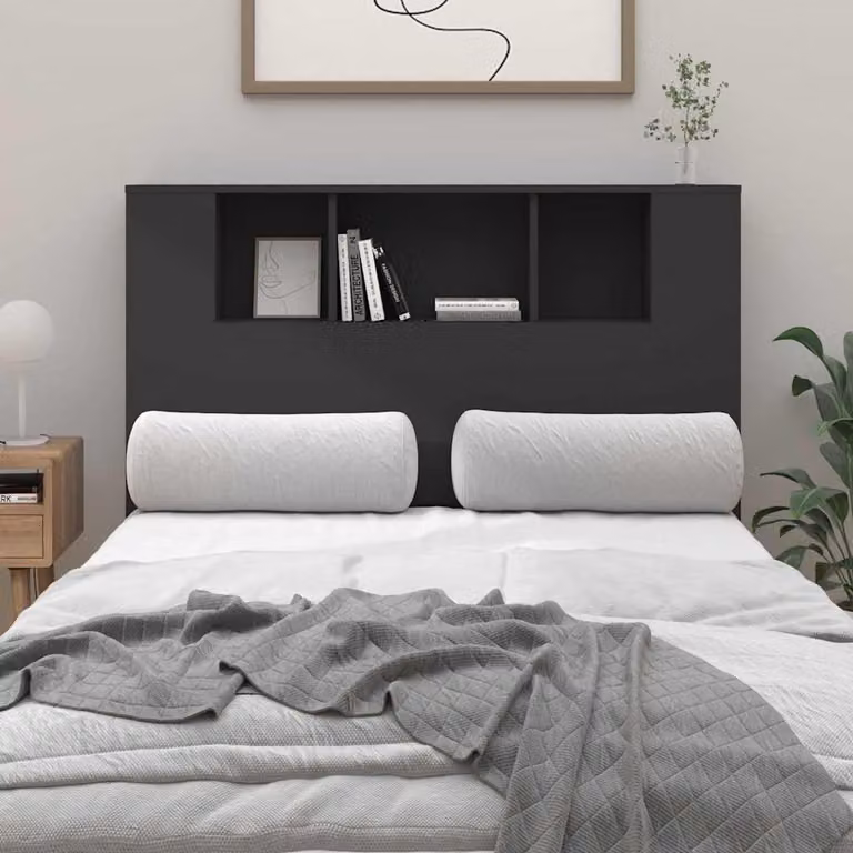 Testiera per letto con scomparti integrati vidaXL, colore nero, L 120 x P 18,5 x H 102,5 cm