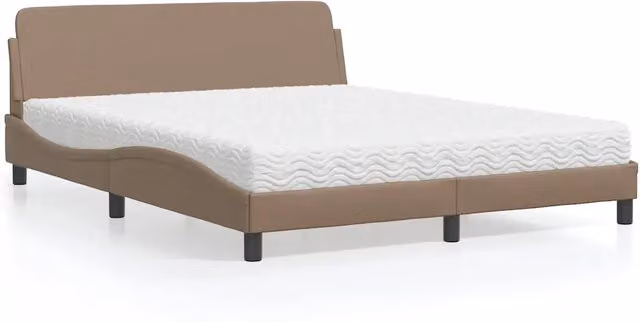 Letto con Materasso Dover Cappuccino in Similpelle e Tessuto vidaXL L/P: 160 x 200 cm