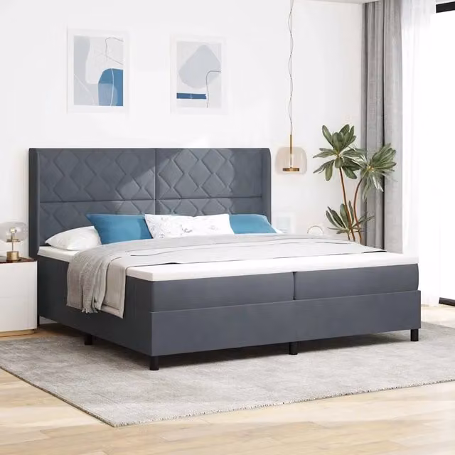 Letto a molle con testiera in velluto grigio vidaXL L/P/H: 203 x 200 x 280 cm – 1