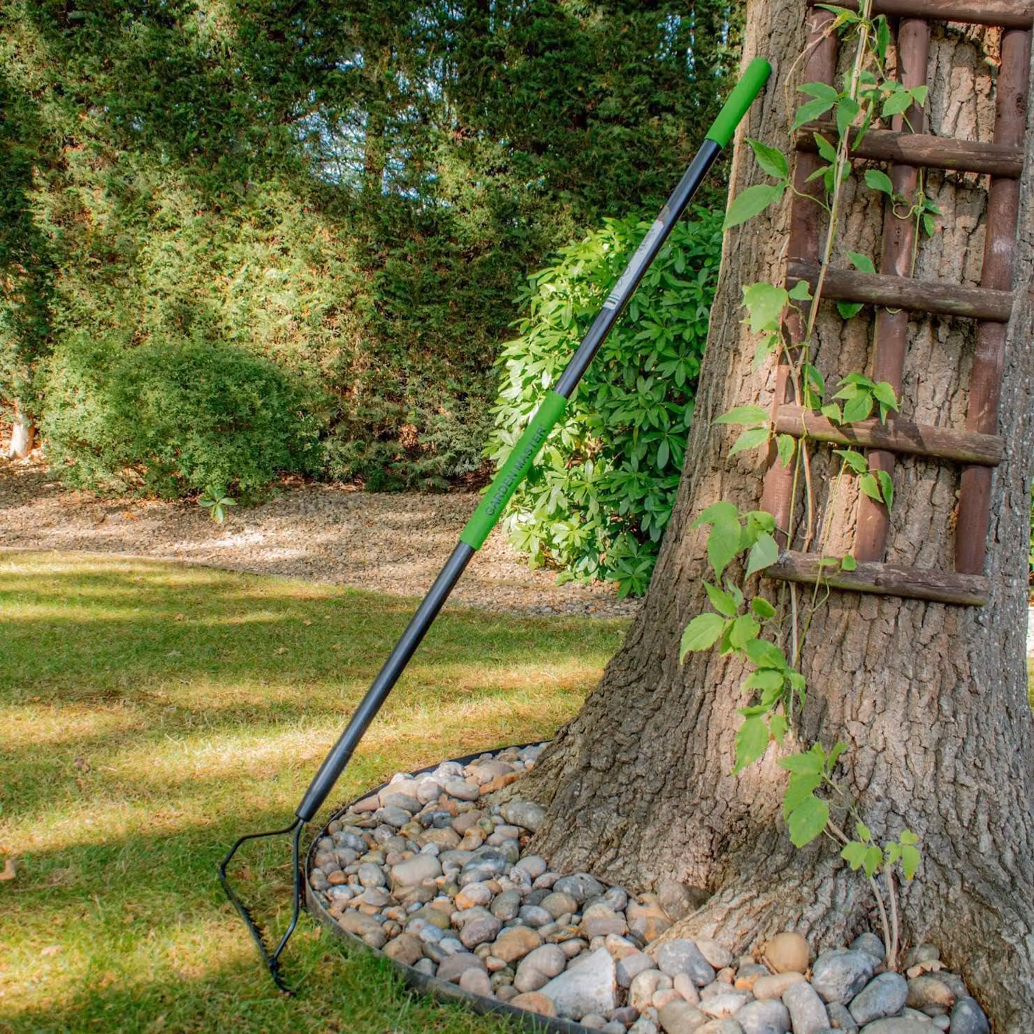 Forcella da giardino, grande, con una testa di 35,5 cm, 14 denti, Acciaio al carbonio, per l'uso in giardino