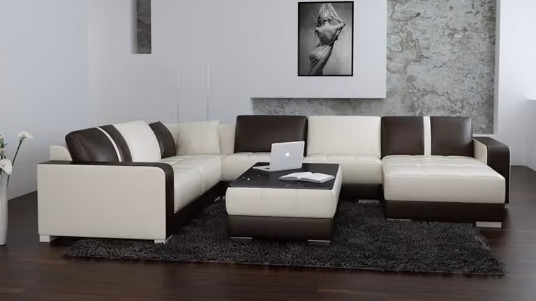 Ledersofa Couch Wohnlandschaft Ecksofa Eck Garnitur Design Modern Sofa F3012