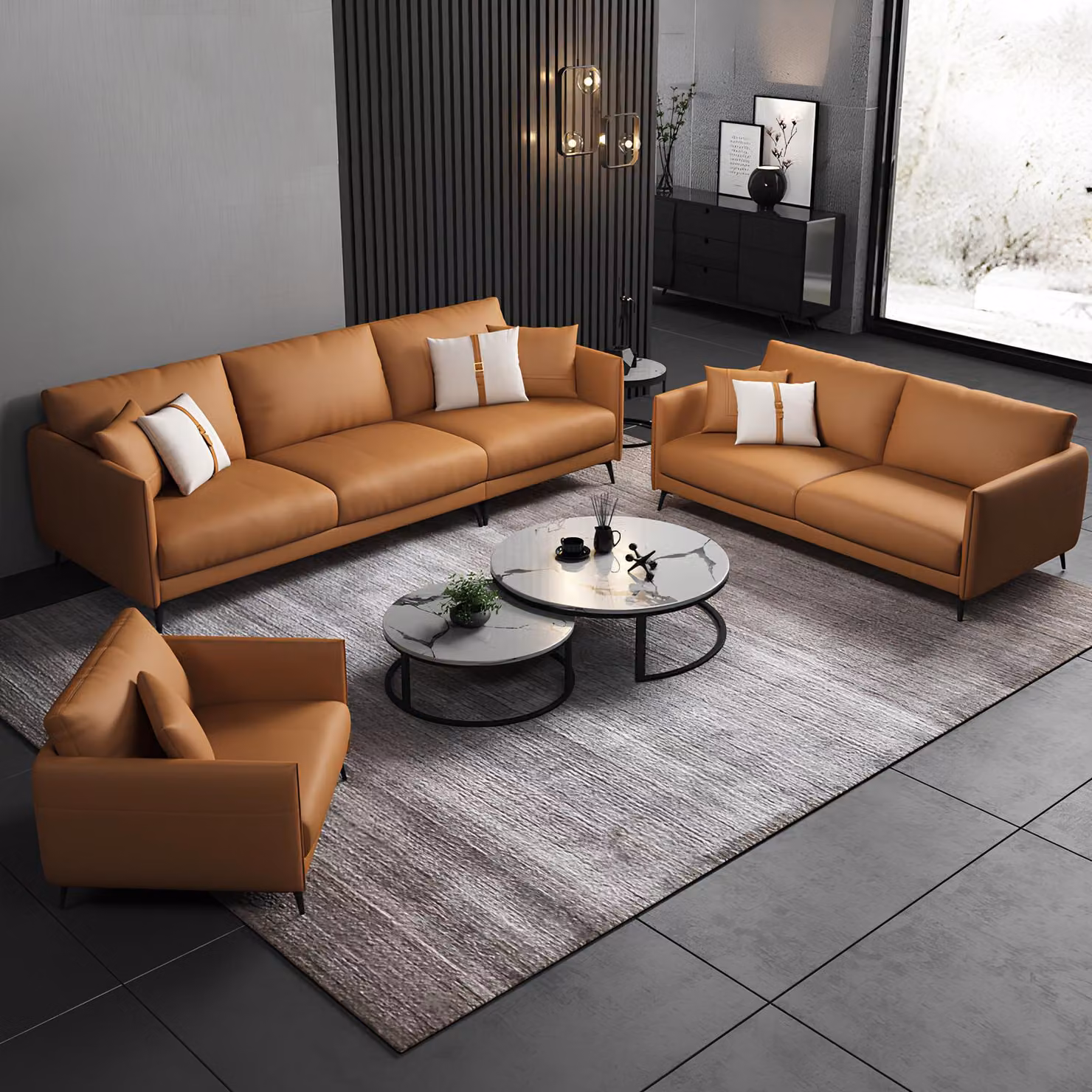 Sofagarnitur 3+2+1Sitzer Ledersofa Couch Wohnlandschaft Garnitur Design Modern