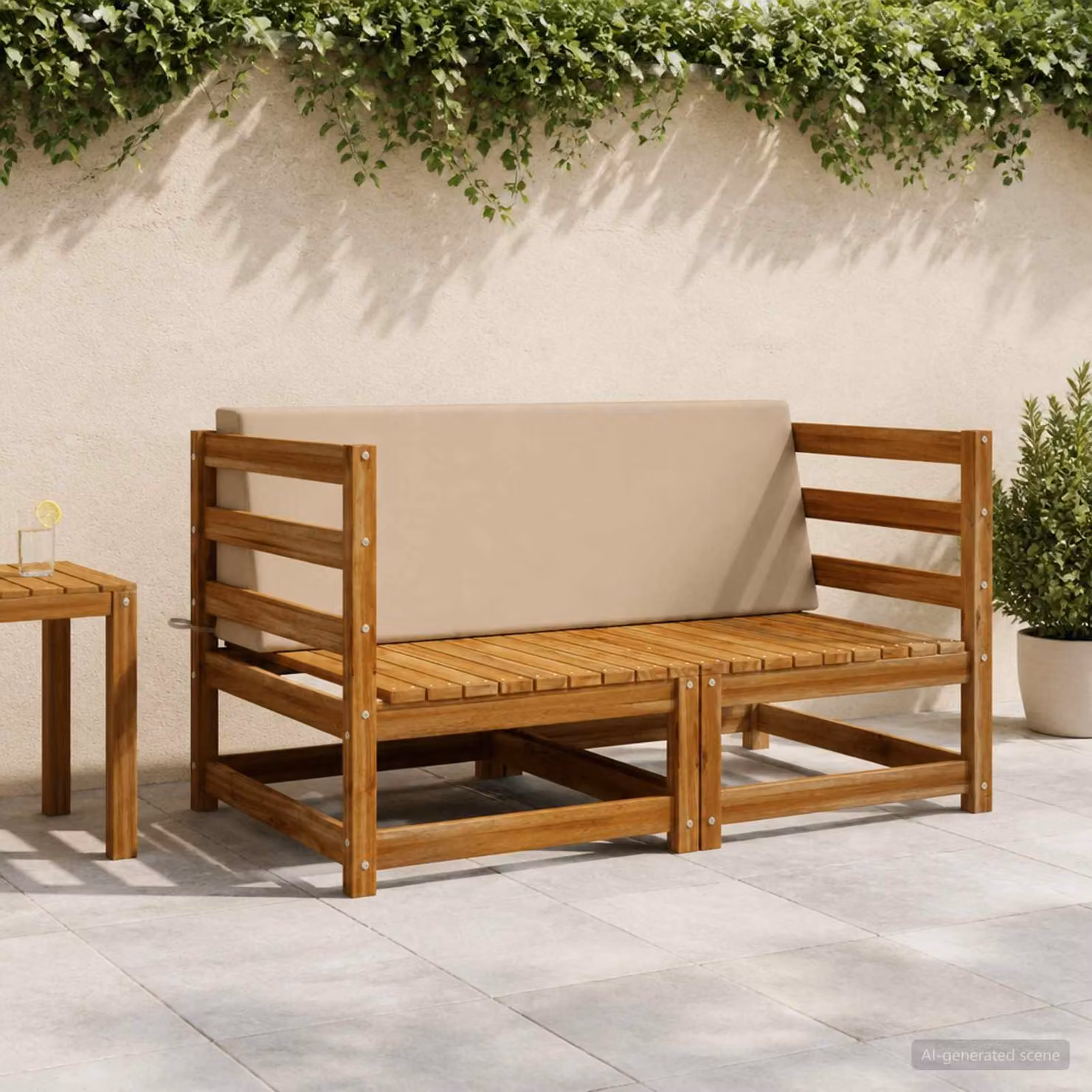 Cuscino schienale vidaXL SOEST in poliestere, colore sabbia, L 120 x P 40 x H 20 cm