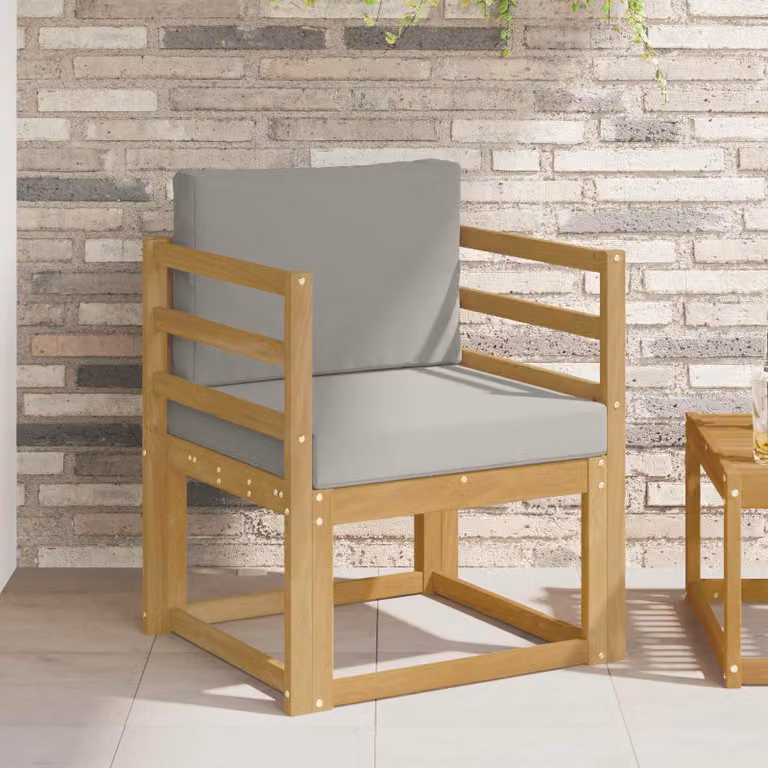 vidaXL Divano da esterno moderno in legno di acacia con tessuto bianco e grigio