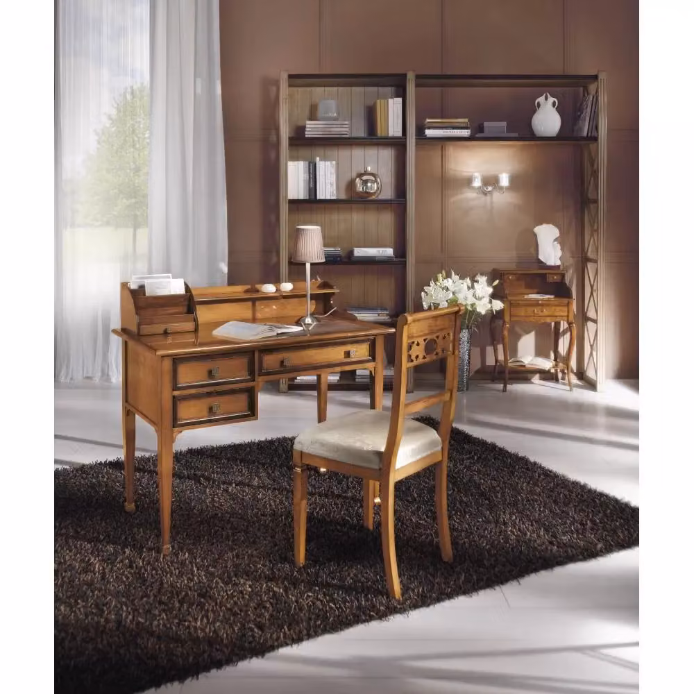 Scrivania classica in legno di faggio con 3 cassetti e alzata porta lettere Mobili 2G L/P/H: 106 x 58 x 99 cm – 1