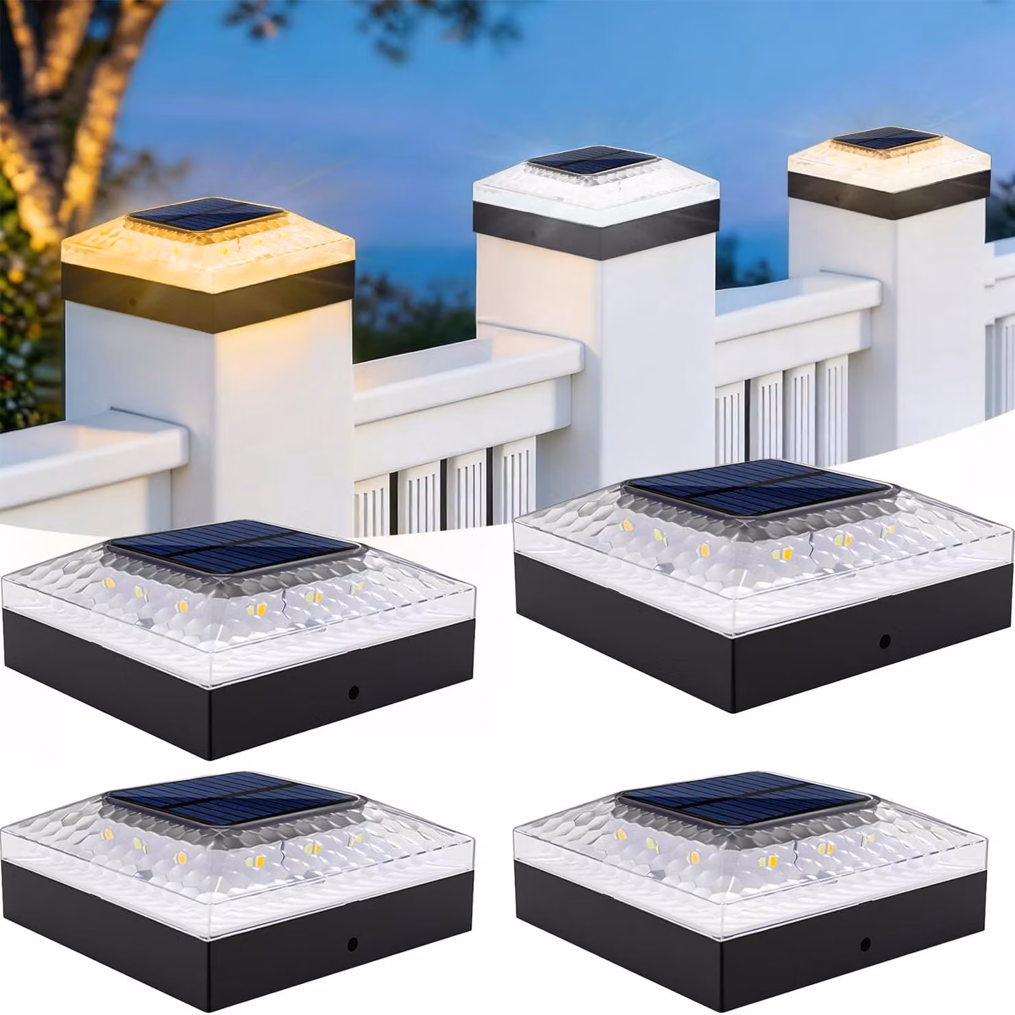 Lampioni solari, confezione da 4, 3 colori, 2 livelli di luminosità, impermeabili