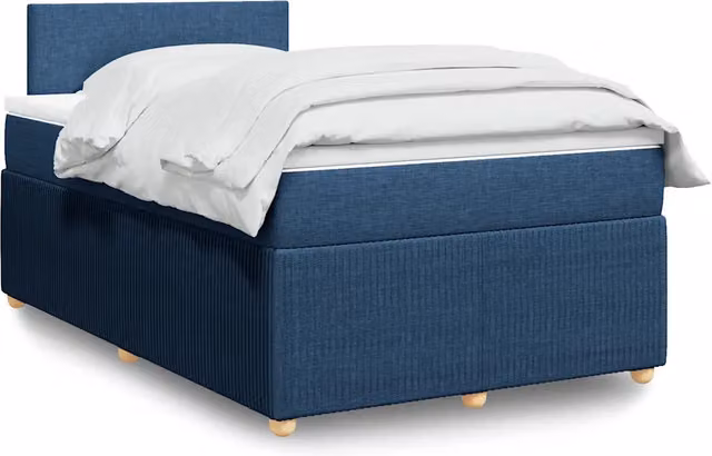 Letto Ibrido vidaXL con Giroletto a Molle e Materasso Blu e Bianco in Tessuto e Legno di Pino L/P/H: 200 x 120 x 76,5 cm – 1