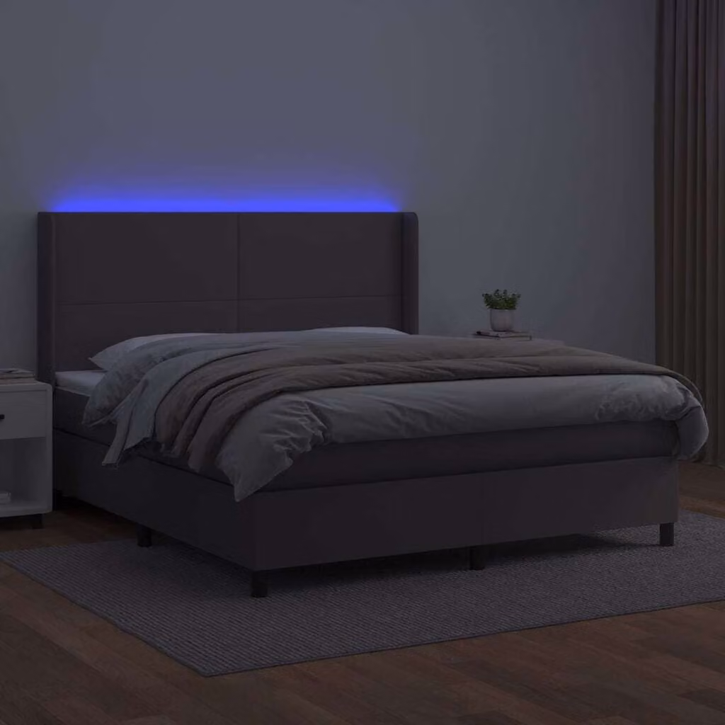 Maison Exclusive - Giroletto Molle con Materasso e LED Grigio 160x200cm Pelle finta