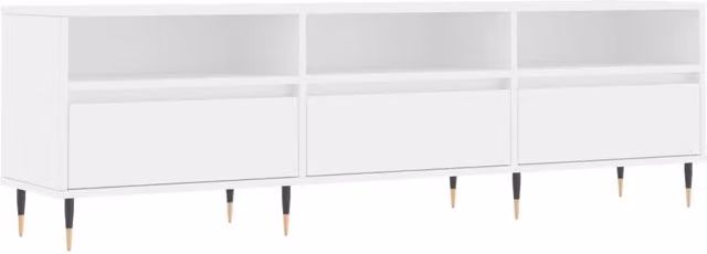 Mobile porta TV moderno HELLOSHOP26 bianco con vani contenitore in materiale composito e metallo L: 150 cm, P: 30 cm, H: 44,5 cm