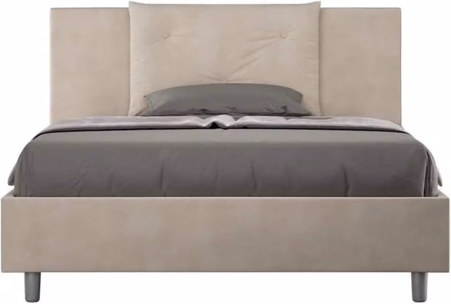 Letto una piazza e mezza senza rete imbottito 130x210 microfibra sabbia Appia